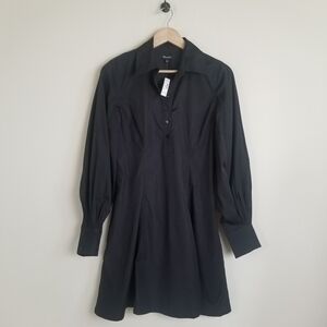 Madewell Seamed Long Sleeve Mini Shirtdress In Poplin Size 0 NWT